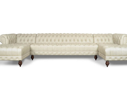 Chesterfield Couch U-förmig Sofa Klassische Leder Wohnlandschaft Ecksofa - 366